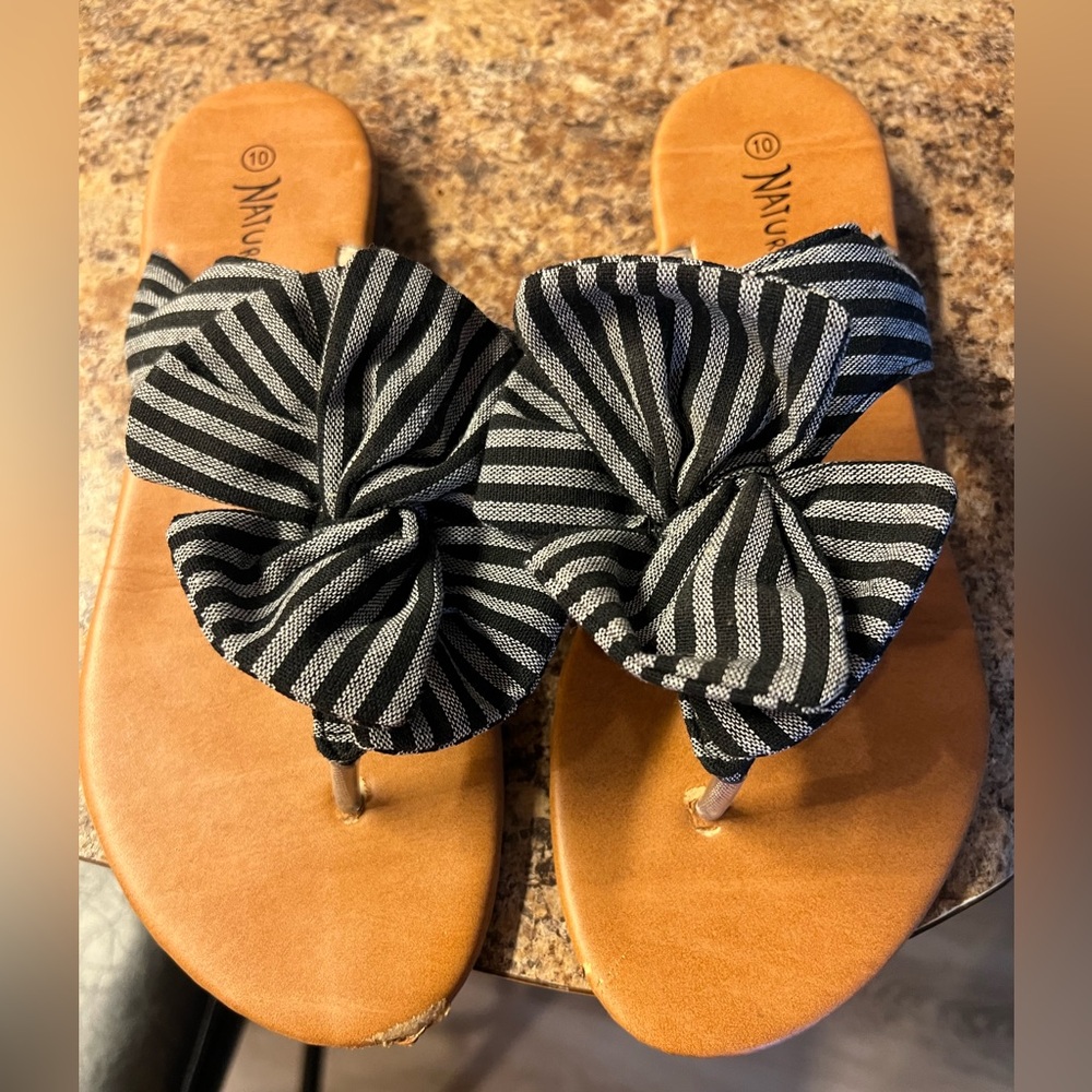 Striped Black and grey Sandals